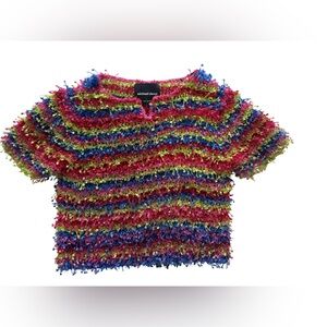 Michael Simon Multicolor Textured Striped Knit Top
